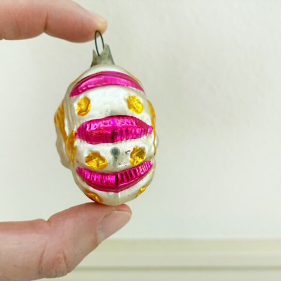 Vintage Cherub Angel Face Glass Figural Embossed Christmas Ornament Germany? - Picture 5 of 8